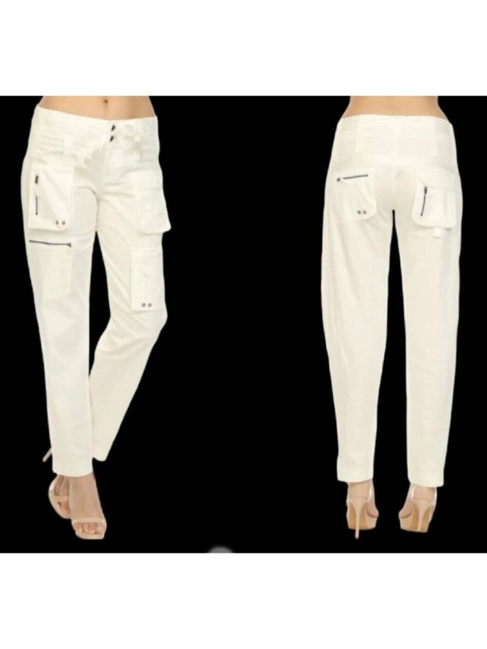 Pete & Greta Johnny Was Pants Women’s Sz 6 Marika Cargo Ivory Cupra $218 Nwot - Picture 3 of 13